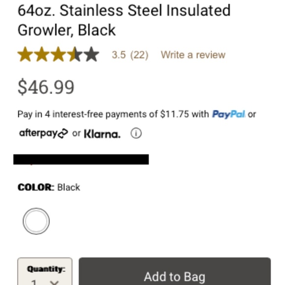 Coleman 64oz. Stainless Steel Insulated Growler, Black, NEW WITH TAGS - Picture 7 of 7